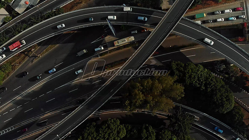 Aerial Top-Down View of Traffic in an Urban City